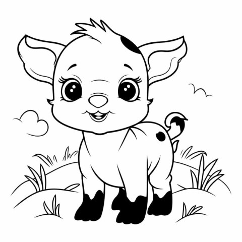 Coloring Page Outline Of Cute Cartoon Baby Newborn Pig