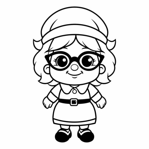 cute little girl with glasses and hat vector illustartion design