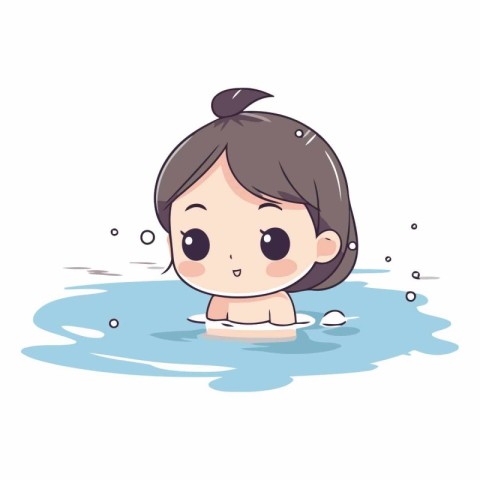 Cute little girl taking a bath in a pool.