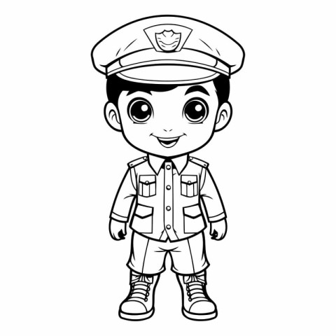 Coloring book for children - Captain in uniform.