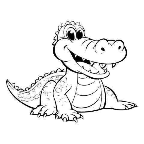 Cute cartoon crocodile isolated on white background.