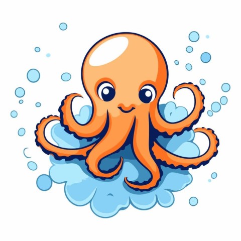 Cartoon octopus on a white background for children.