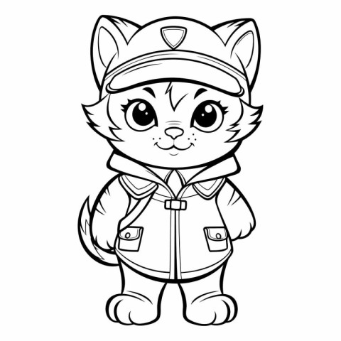 Black and White Cartoon Illustration of Cute Cat Animal Coloring