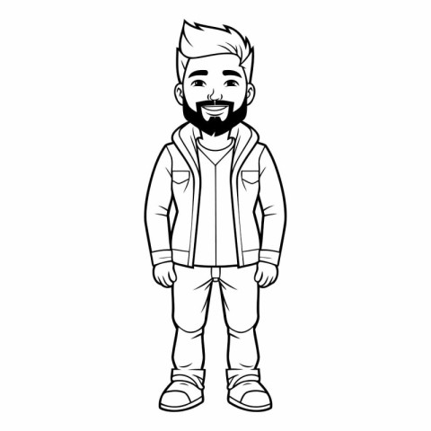 man cartoon icon over white background. hipster style concept