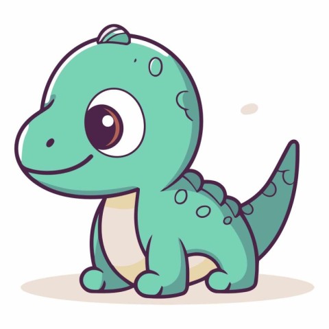 Cute Cartoon Dinosaur Vector Illustration. Cute Baby Dinosaur.