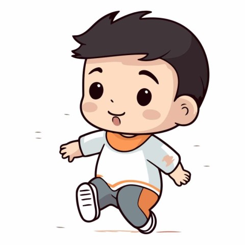 Illustration of a Cute Little Boy Running in a Race.