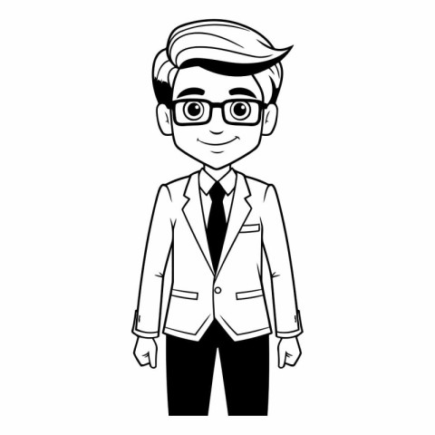 businessman wearing suit and glasses avatar cartoon character ve