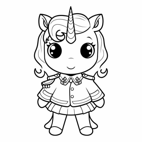 Coloring Page Outline of a Cute Unicorn Girl Vector Illustration