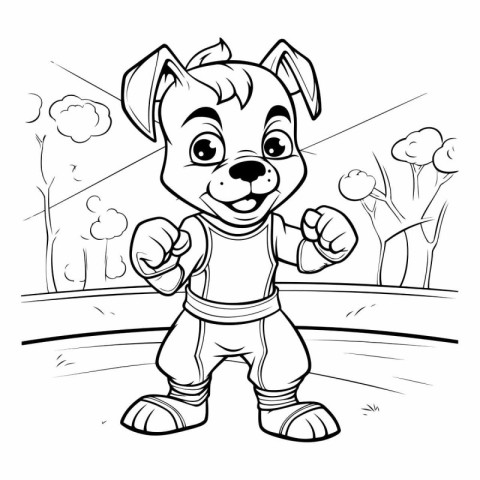 Black and White Cartoon Illustration of Cute Puppy or Dog Animal