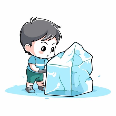 boy with ice cube of a boy with ice.