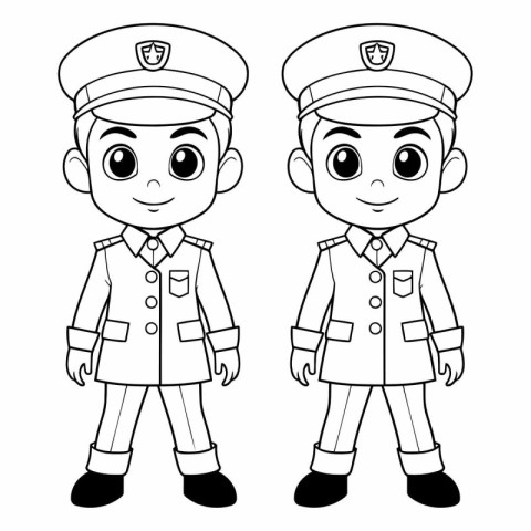 Cute Cartoon Police Officer and Policeman Characters.