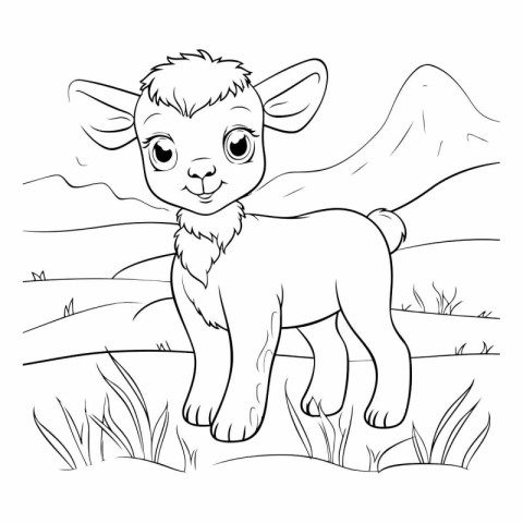 Cute little baby deer. Coloring book page for children.