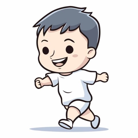 Cute Baby Running - Colorful Cartoon Character Vector Illustrati