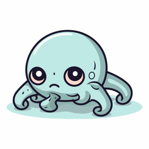 Cute cartoon octopus isolated on white background.