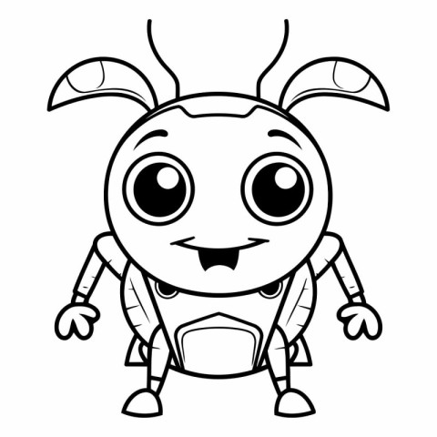 Black and White Cartoon Illustration of Funny Ant Character for