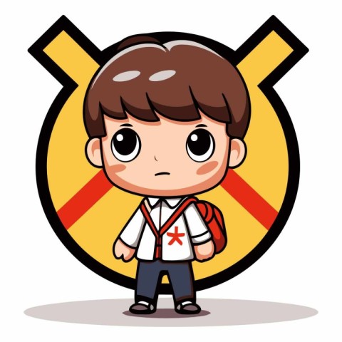 Cute boy cartoon character in korean traditional costume vector