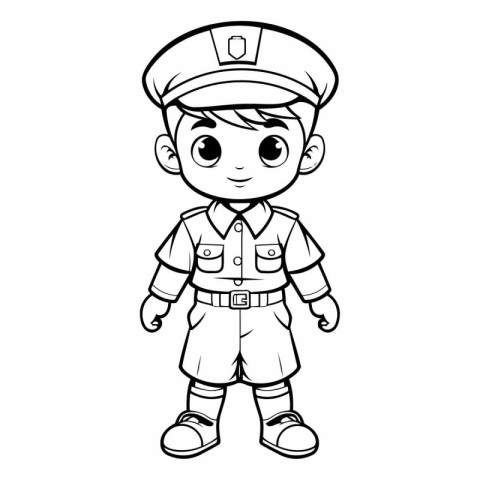 Coloring Page Outline Of a Little Boy in Uniform Cartoon Charact