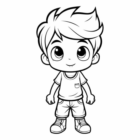 Cute Little Boy Cartoon Mascot Character Illustration Isolated o