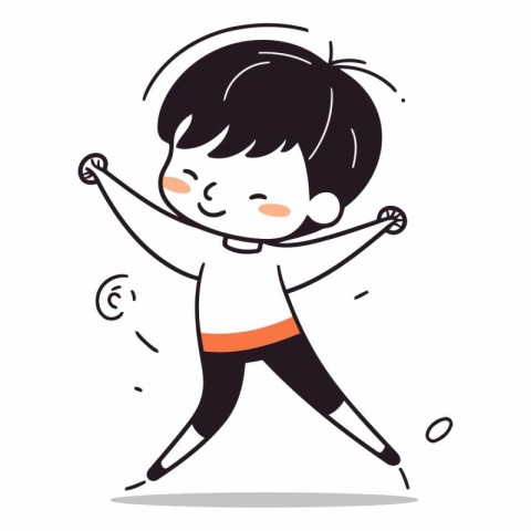 Little boy dancing vector illustration. Cute little boy dancing