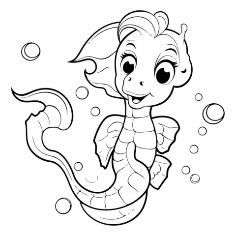 Cute cartoon seahorse. Coloring book for children.