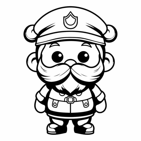 Black and White Cartoon Illustration of Pirate Captain or Captai