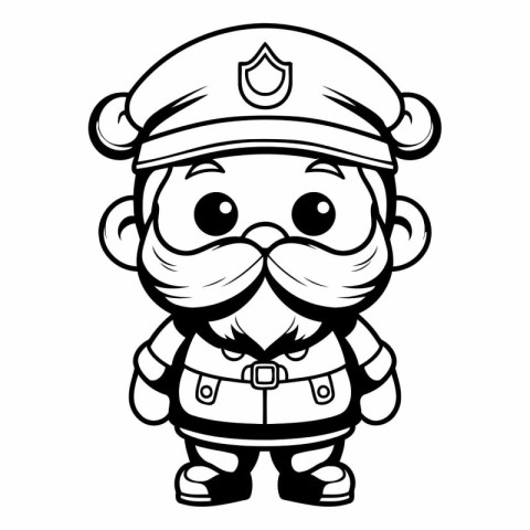 Black and White Cartoon Illustration of Pirate Captain or Captai