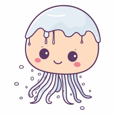 cute jellyfish kawaii character vector illustration designicon v