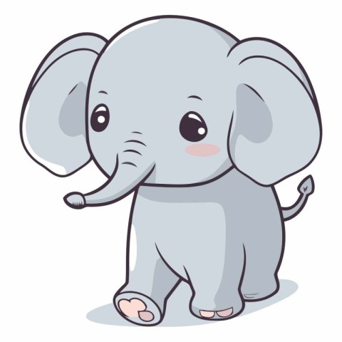 Cute cartoon elephant isolated on a white background.