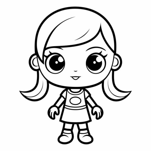 Cute Little Girl Cartoon Mascot Character Vector Illustration.