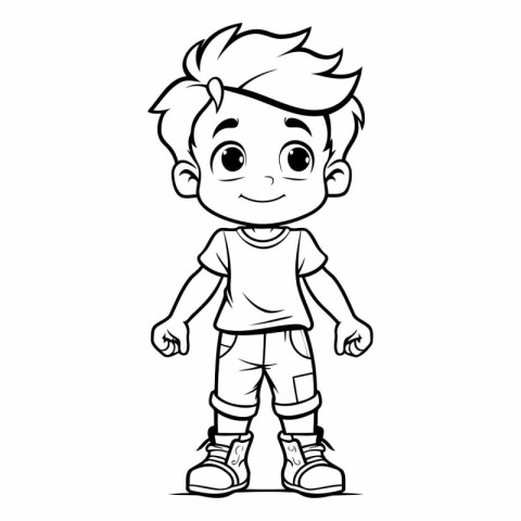 Cute Little Boy Cartoon Mascot Character Vector Illustration.