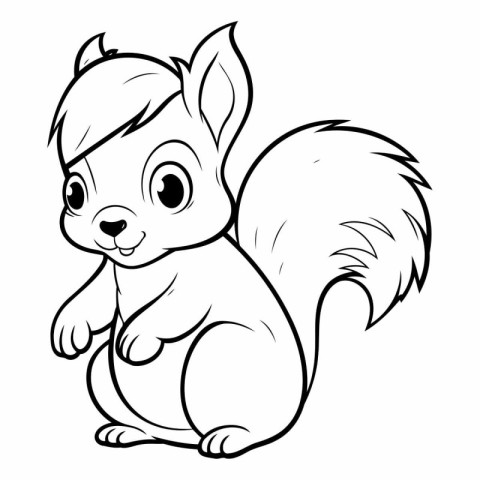 Black and White Cartoon Illustration of Squirrel Animal for Colo