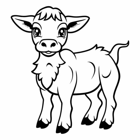 Black and White Cartoon Illustration of Calf Farm Animal for Col