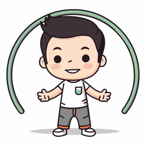 Boy Jumping Rope Cartoon Mascot Character Vector Illustration