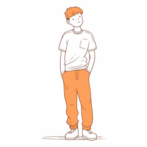 Handsome young man in casual clothes. Vector sketch illustration