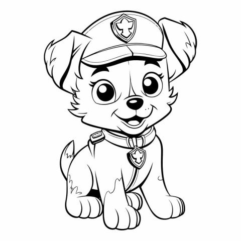 Cute cartoon puppy in a cap of the police.