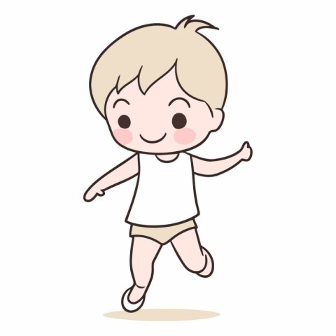 Cute little boy running cartoon vector illustration. Cartoon lit