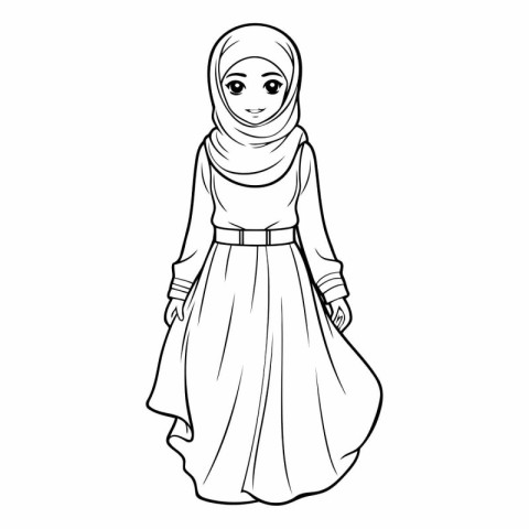 Muslim woman in hijab vector illustration. Muslim girl in tradit