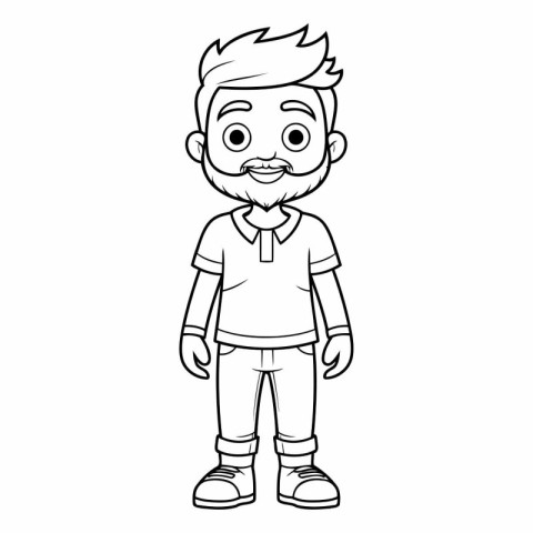 Coloring book for children: boy with mustache and t-shirt