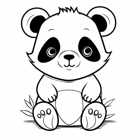 Black and White Cartoon Illustration of Cute Panda Animal Charac