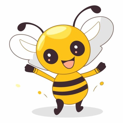 Cute cartoon bee. Isolated on white background.