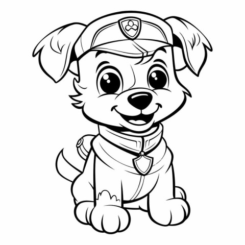 Black and White Cartoon Illustration of Cute Puppy Dog Animal Ch