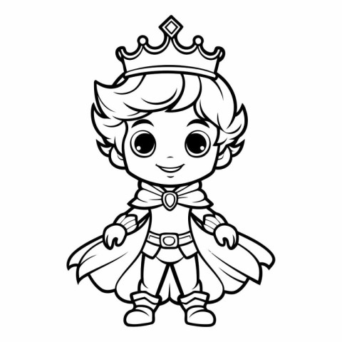 Cute cartoon prince with crown. Vector clip art illustration for