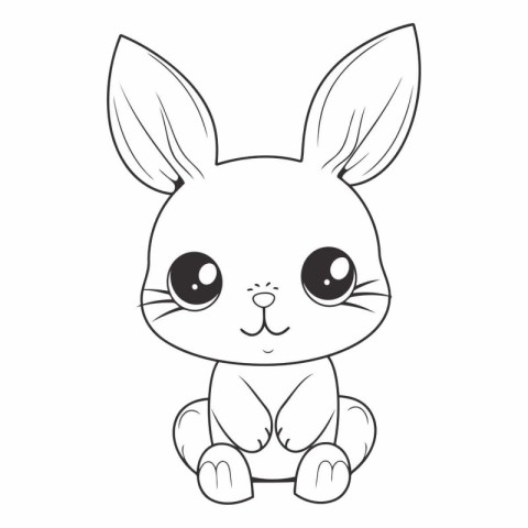 Cute cartoon bunny on a white background for children.