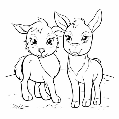 Coloring book for children: Farm animals - donkey and donkey.