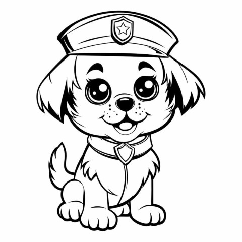 Cute cartoon dog in the form of a police officer.