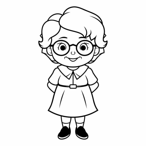 Coloring book for children: girl in glasses.