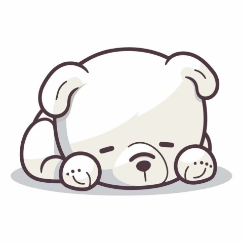 Cute white bear on a white background in cartoon style.