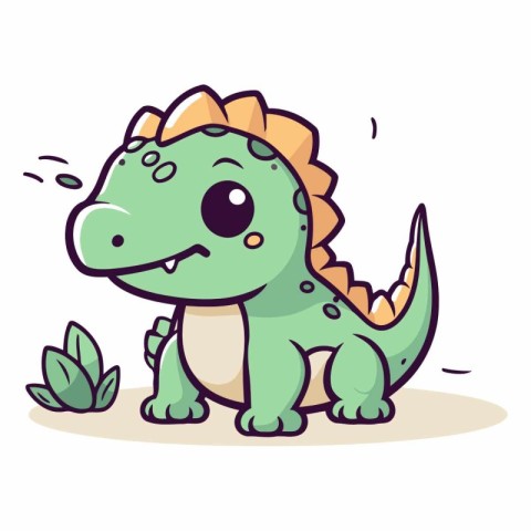 Cute Dinosaur Crying Vector Illustration. Cartoon Dinosaur Cryin