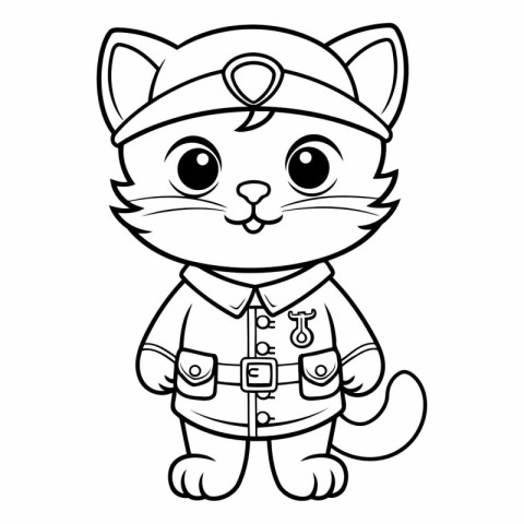 Black and White Cartoon Illustration of Cute Cat Animal Characte