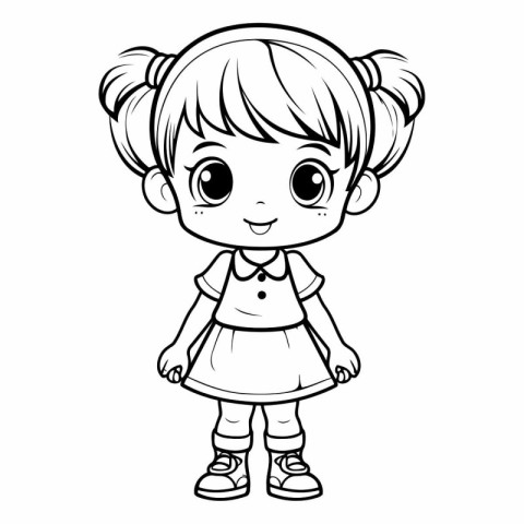 Cute little girl cartoon isolated on white background.